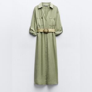 NWT ZARA JUTE BELT SHIRT DRESS SIZE Medium